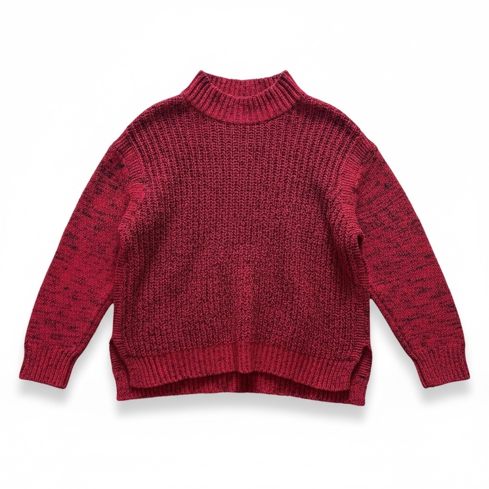 Jones New York Signature Red Chunky Knit Mock Neck High Low Sweater - Picture 7 of 11